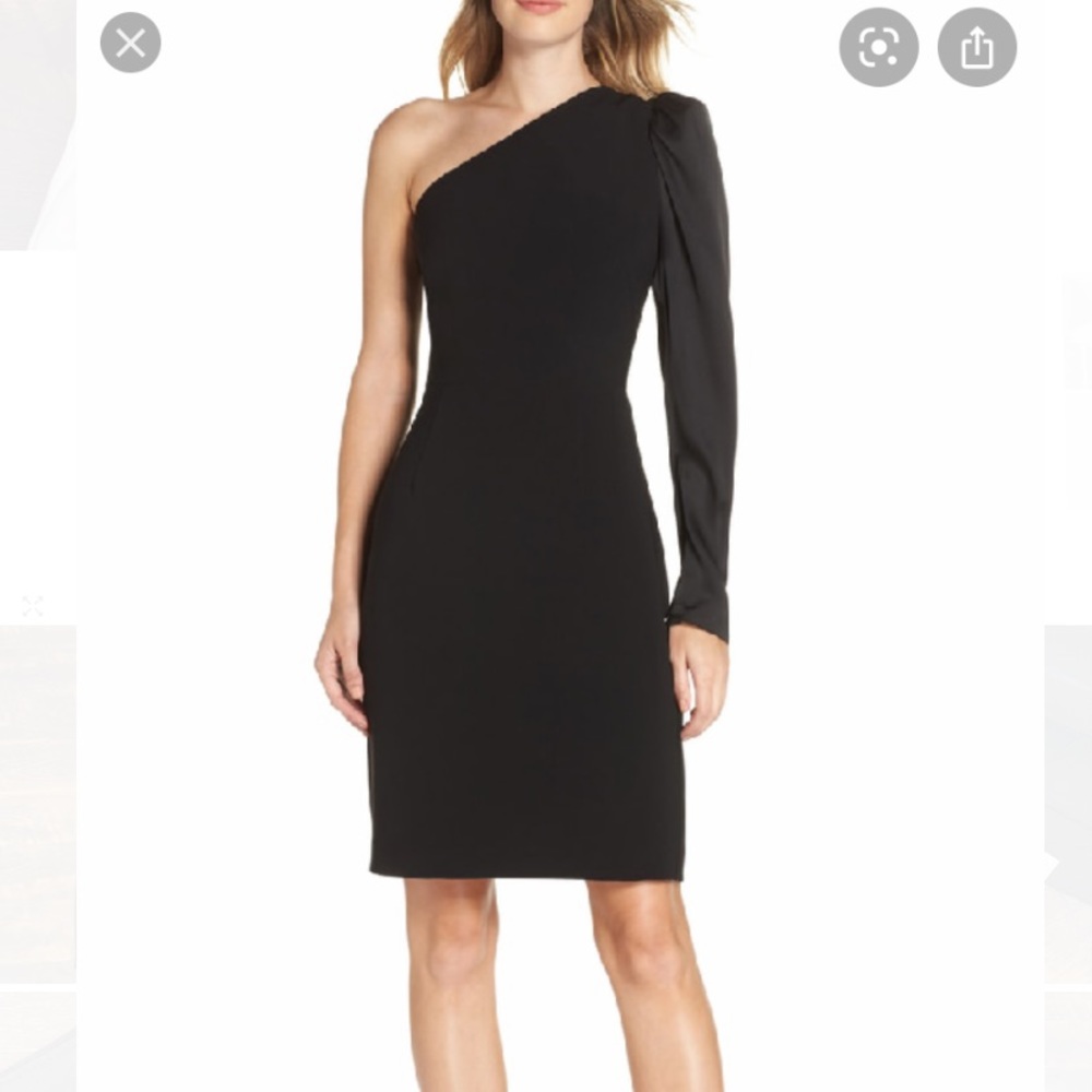 NWT Eliza J One Shoulder Black Cocktail Dress